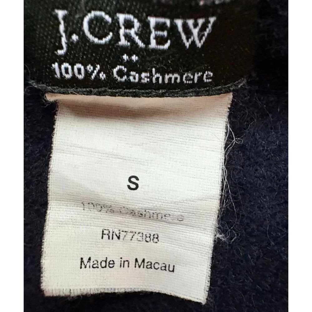 J. Crew‎ Womens Black V-Neck Cable Knit 100% Cashmere Sweater Size S